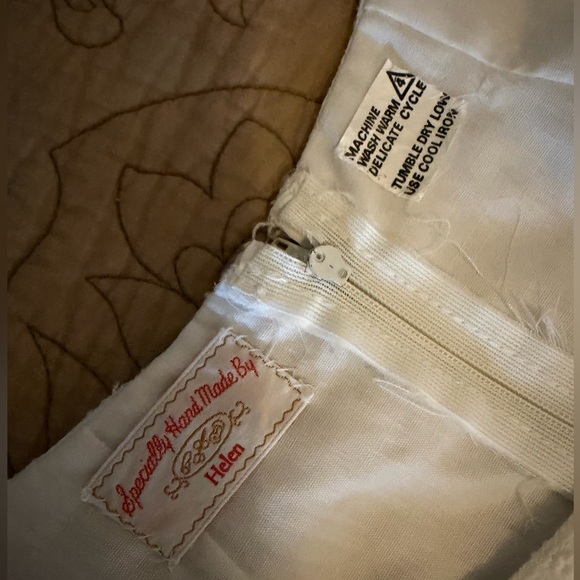 VTG 70s Handmade White Lace “Gunne” Style Prairie Cottage Maxi Wedding Dress, S - Picture 15 of 16